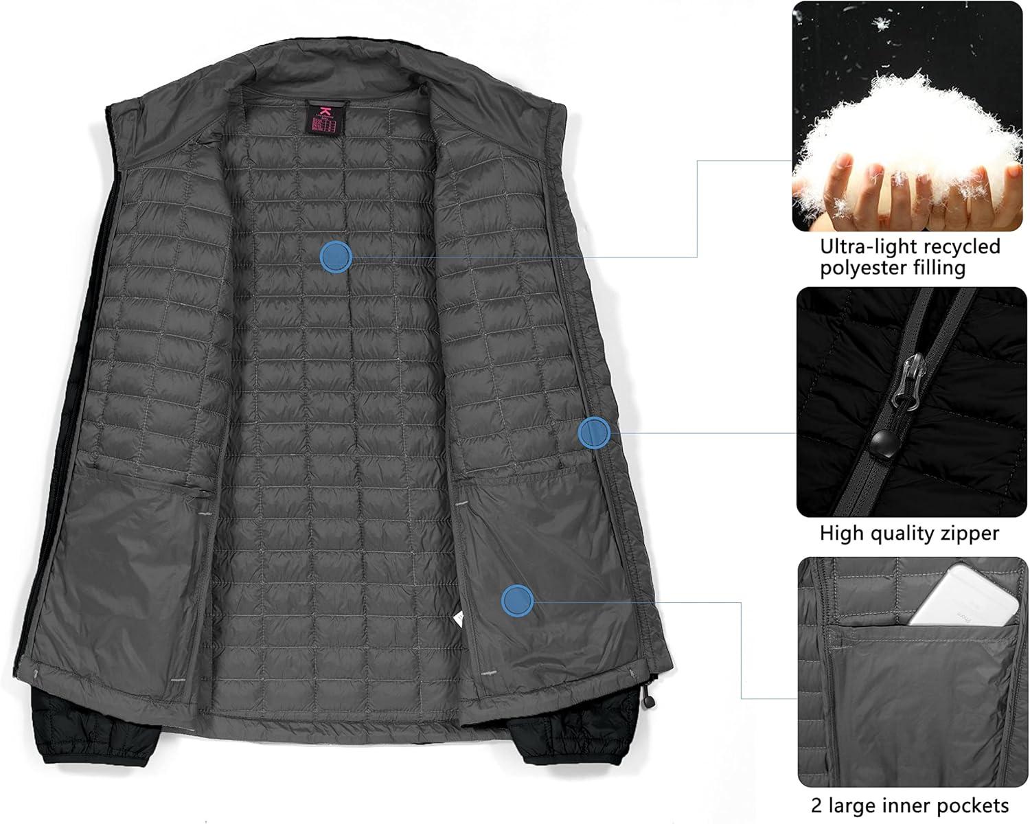 imageLittle Donkey Andy Womens Puffer Jacket Lightweight Warm Hiking Jacket with PostConsumer Synthetic InsulationBlack