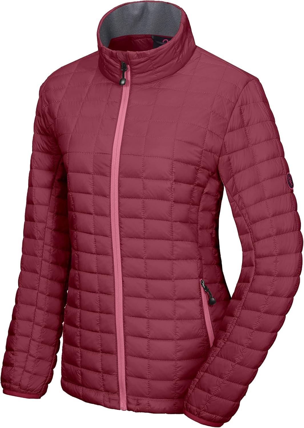imageLittle Donkey Andy Womens Puffer Jacket Lightweight Warm Hiking Jacket with PostConsumer Synthetic InsulationDark Red
