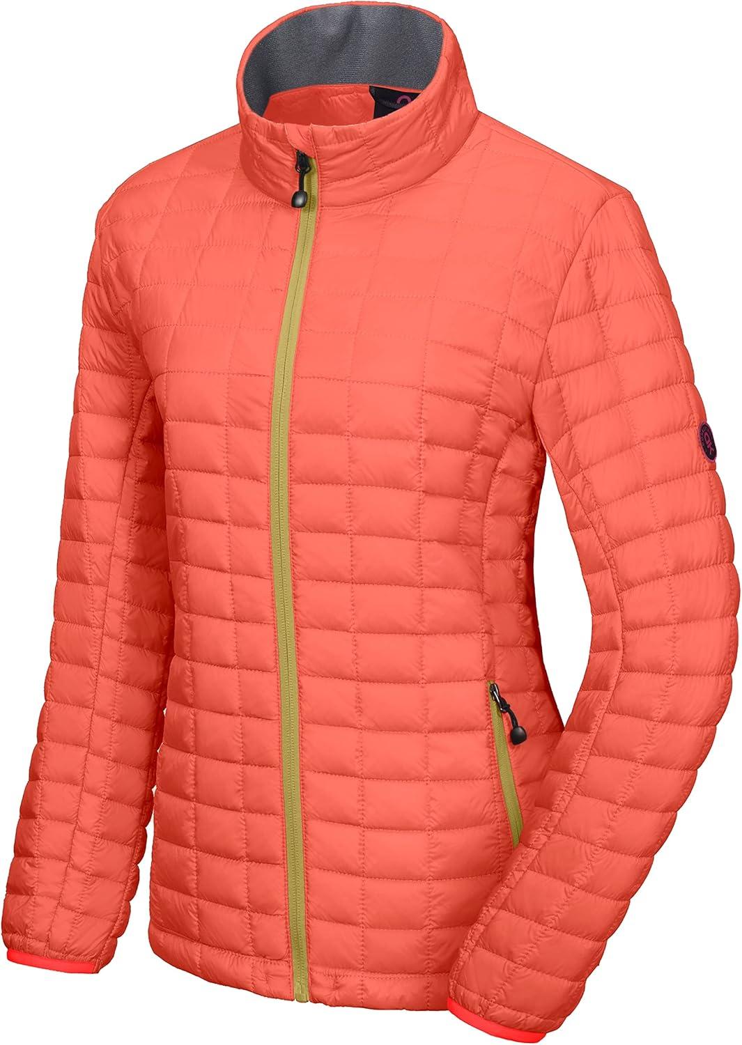 imageLittle Donkey Andy Womens Puffer Jacket Lightweight Warm Hiking Jacket with PostConsumer Synthetic InsulationOrange