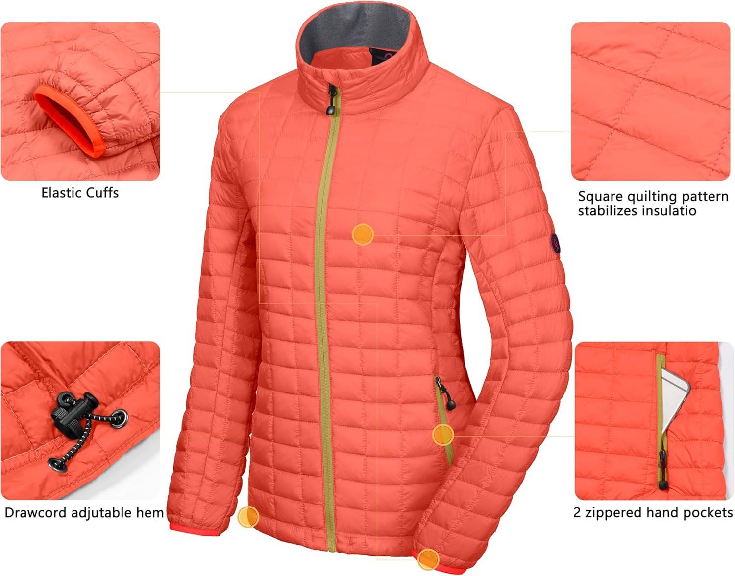 imageLittle Donkey Andy Womens Puffer Jacket Lightweight Warm Hiking Jacket with PostConsumer Synthetic InsulationOrange
