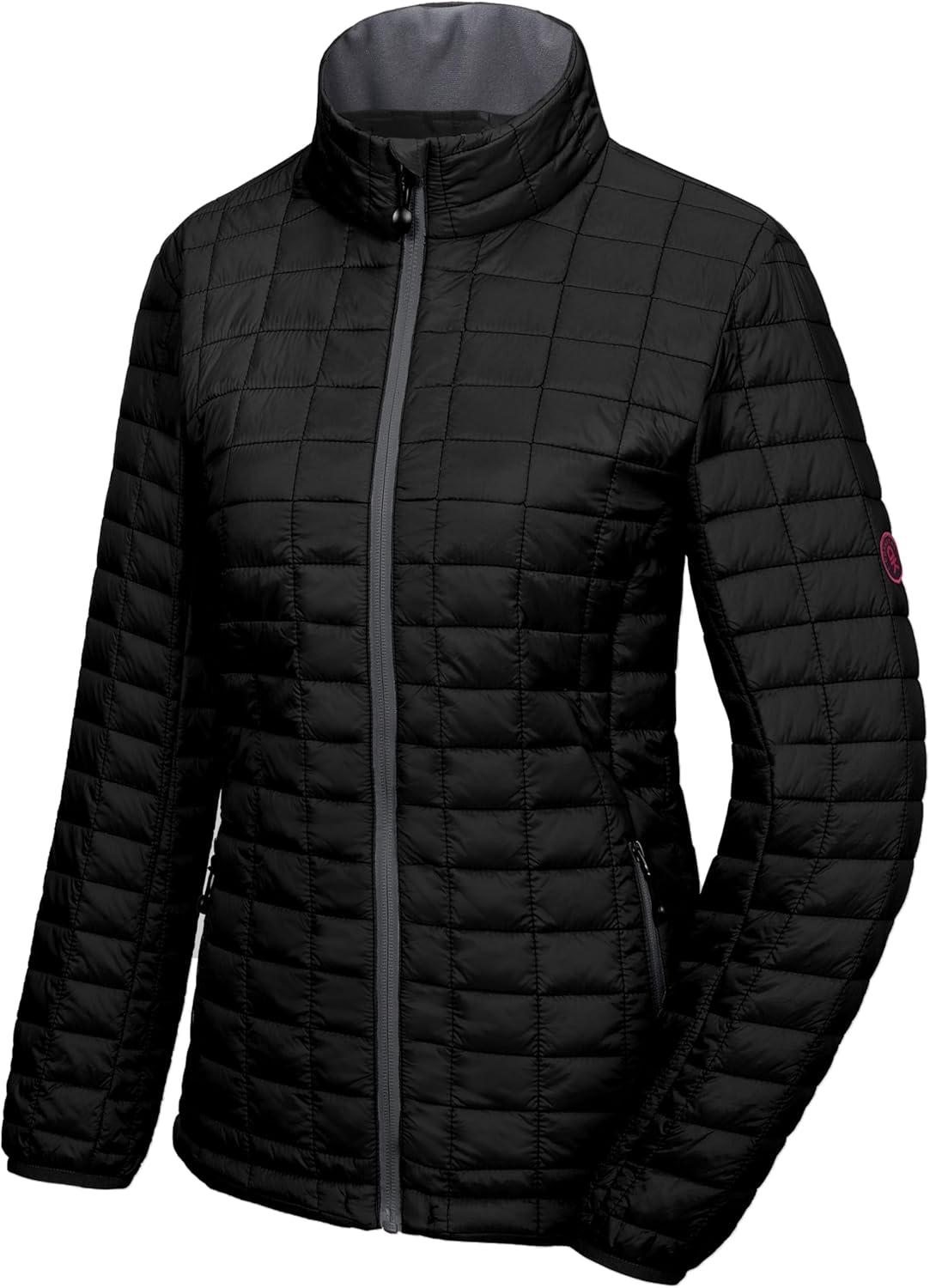 imageLittle Donkey Andy Womens Puffer Jacket Lightweight Warm Hiking Jacket with PostConsumer Synthetic InsulationUpgrade Black