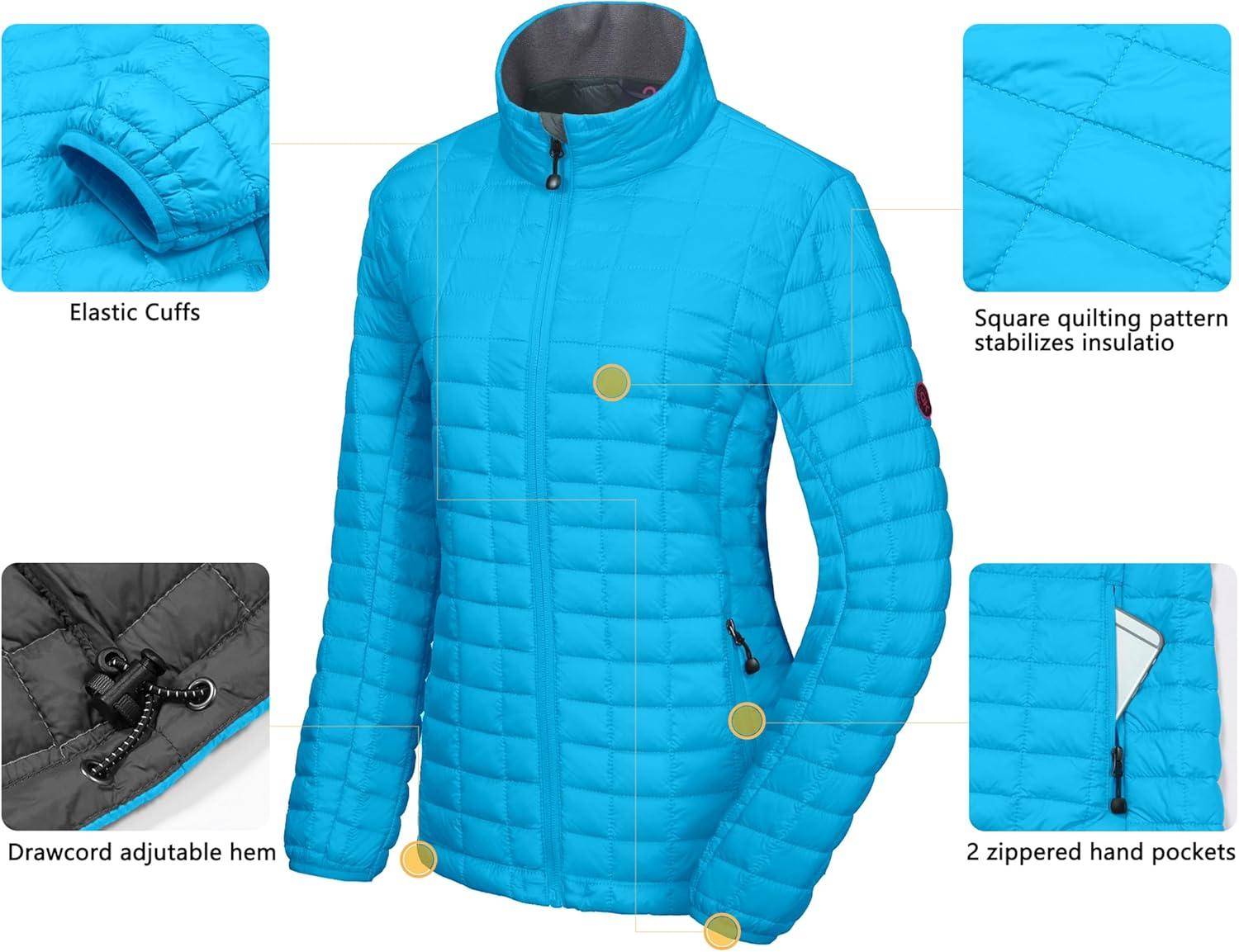 imageLittle Donkey Andy Womens Puffer Jacket Lightweight Warm Hiking Jacket with PostConsumer Synthetic InsulationUpgrade Blue
