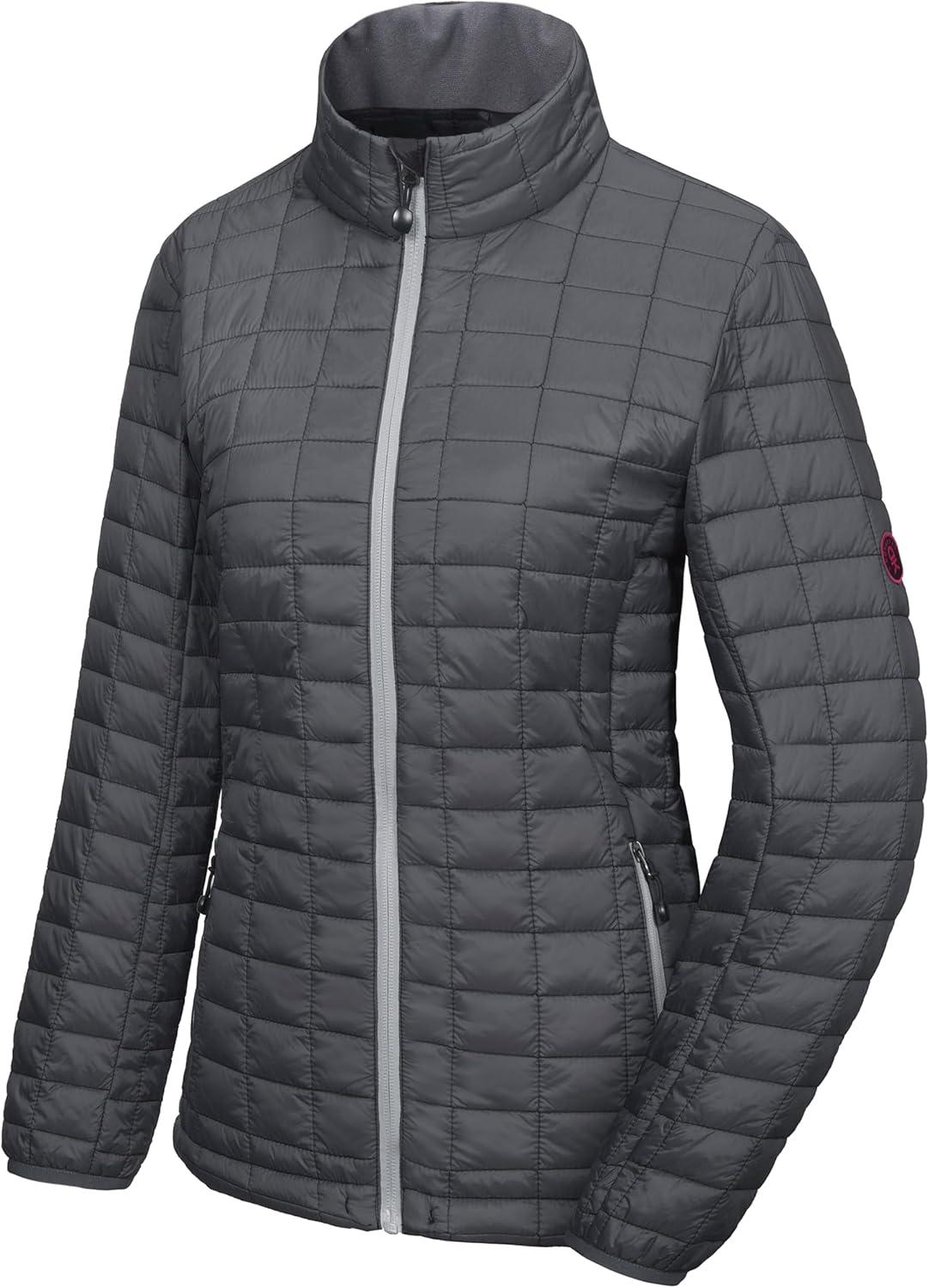 imageLittle Donkey Andy Womens Puffer Jacket Lightweight Warm Hiking Jacket with PostConsumer Synthetic InsulationUpgrade Grey