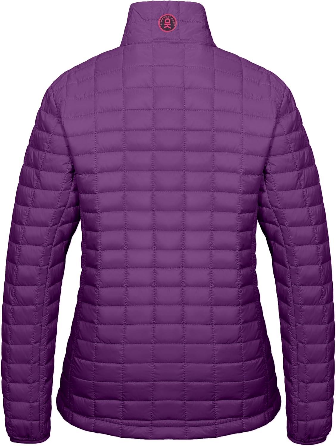 imageLittle Donkey Andy Womens Puffer Jacket Lightweight Warm Hiking Jacket with PostConsumer Synthetic InsulationUpgrade Purple