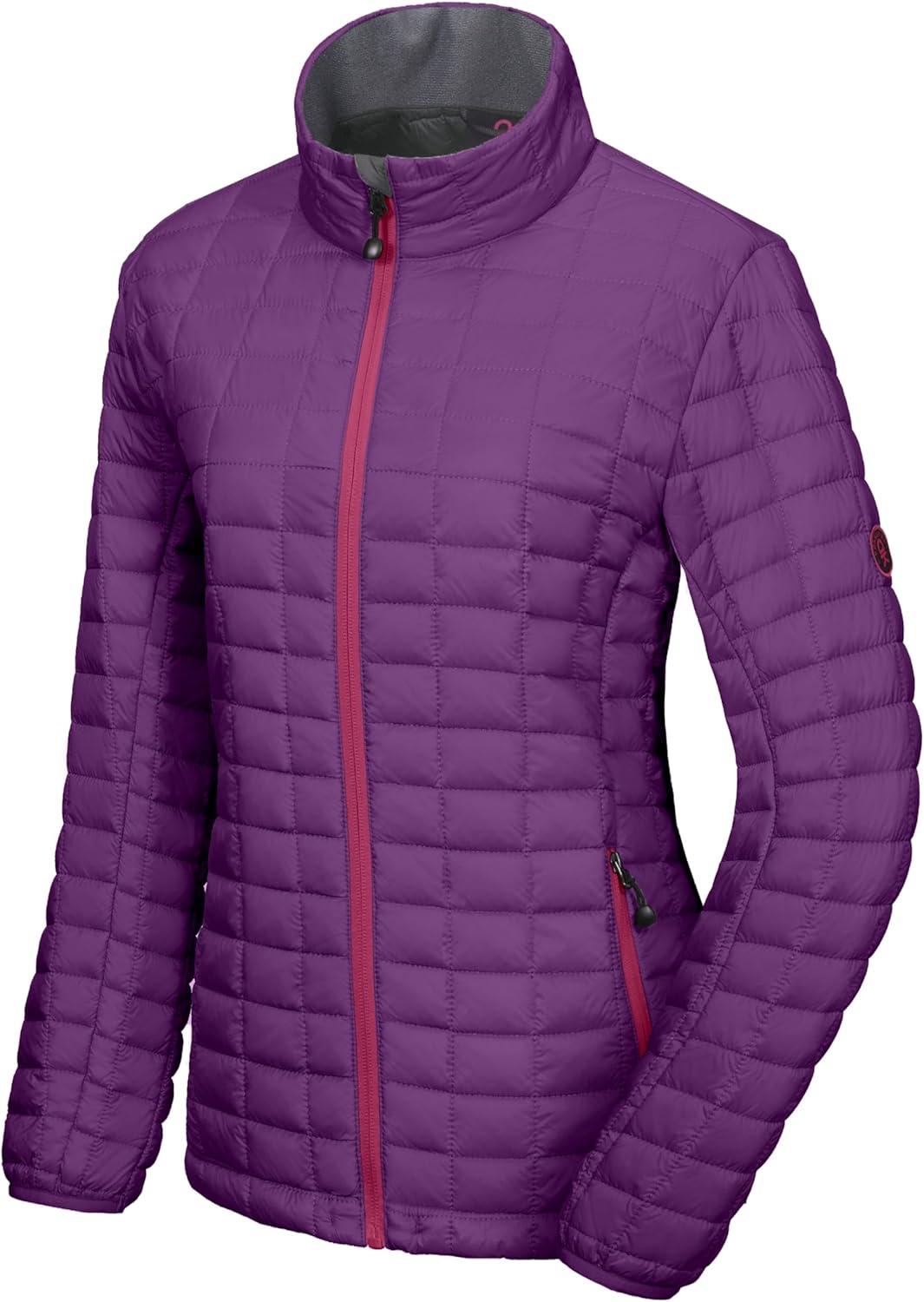 imageLittle Donkey Andy Womens Puffer Jacket Lightweight Warm Hiking Jacket with PostConsumer Synthetic InsulationUpgrade Purple