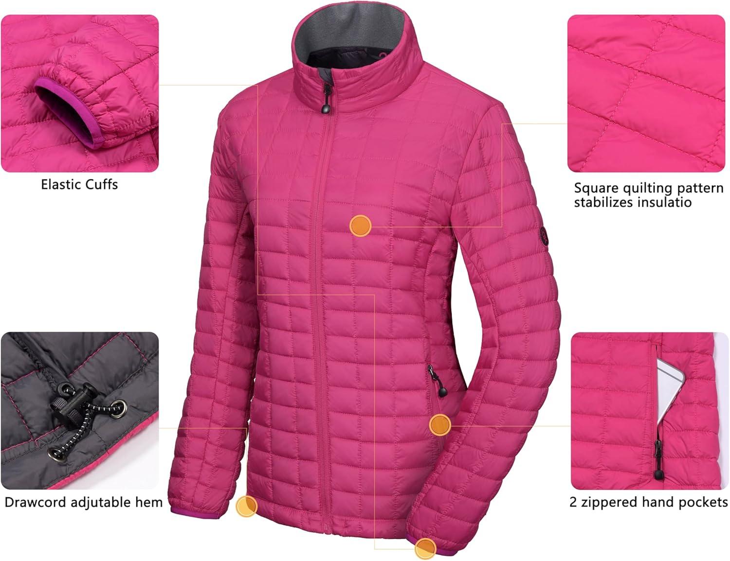 imageLittle Donkey Andy Womens Puffer Jacket Lightweight Warm Hiking Jacket with PostConsumer Synthetic InsulationUpgrade Rose