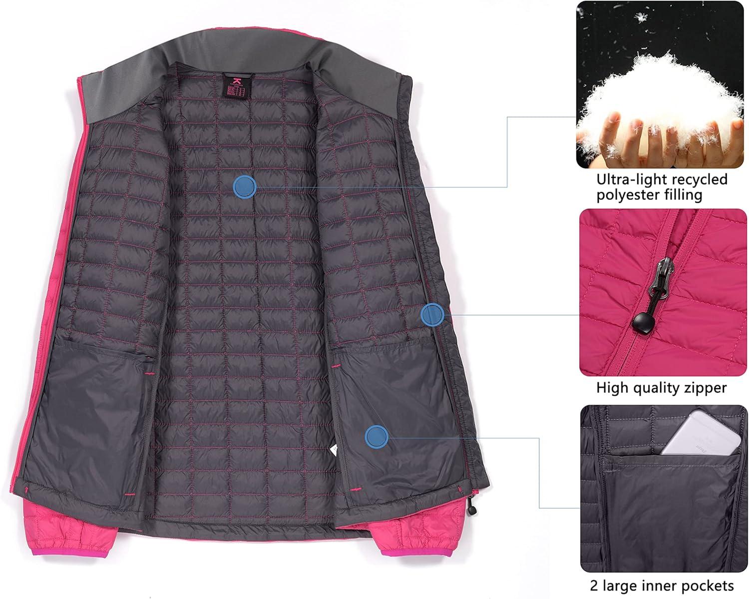 imageLittle Donkey Andy Womens Puffer Jacket Lightweight Warm Hiking Jacket with PostConsumer Synthetic InsulationUpgrade Rose