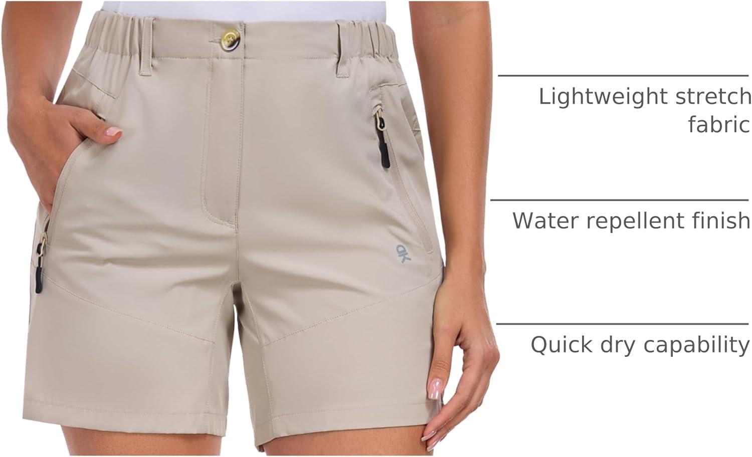 imageLittle Donkey Andy Womens Quick Dry Lightweight Stretch Shorts Outdoor Short Active Hiking GolfC Khaki