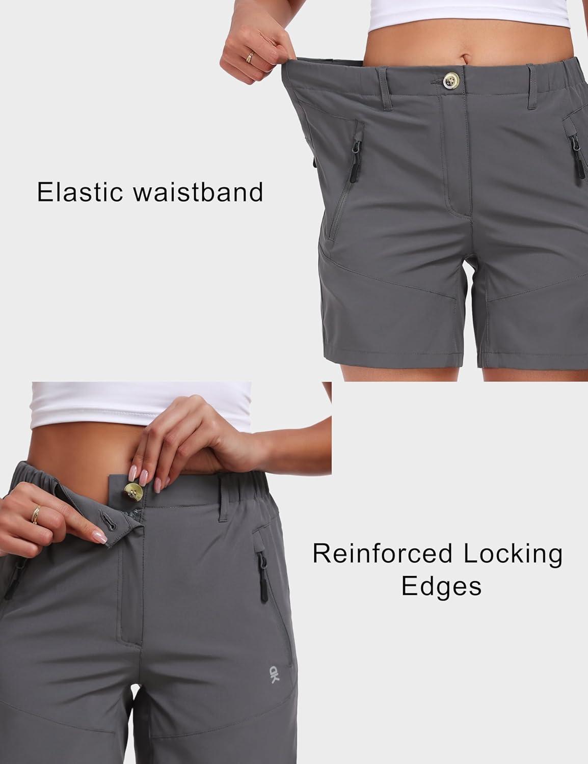 imageLittle Donkey Andy Womens Quick Dry Lightweight Stretch Shorts Outdoor Short Active Hiking GolfC Steel Gray