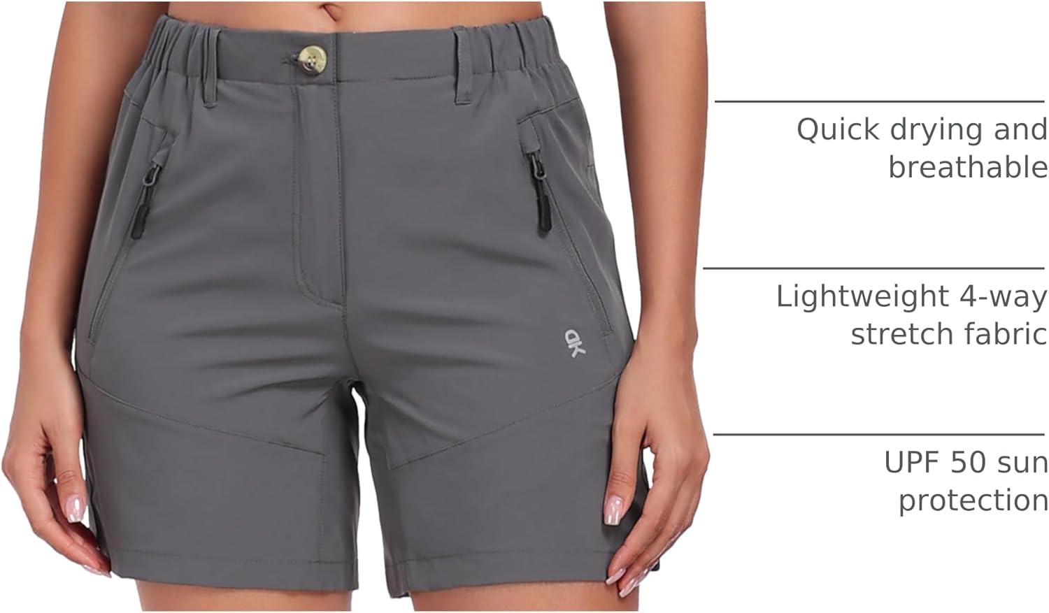 imageLittle Donkey Andy Womens Quick Dry Lightweight Stretch Shorts Outdoor Short Active Hiking GolfC Steel Gray