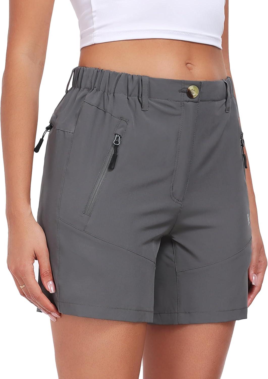 imageLittle Donkey Andy Womens Quick Dry Lightweight Stretch Shorts Outdoor Short Active Hiking GolfC Steel Gray