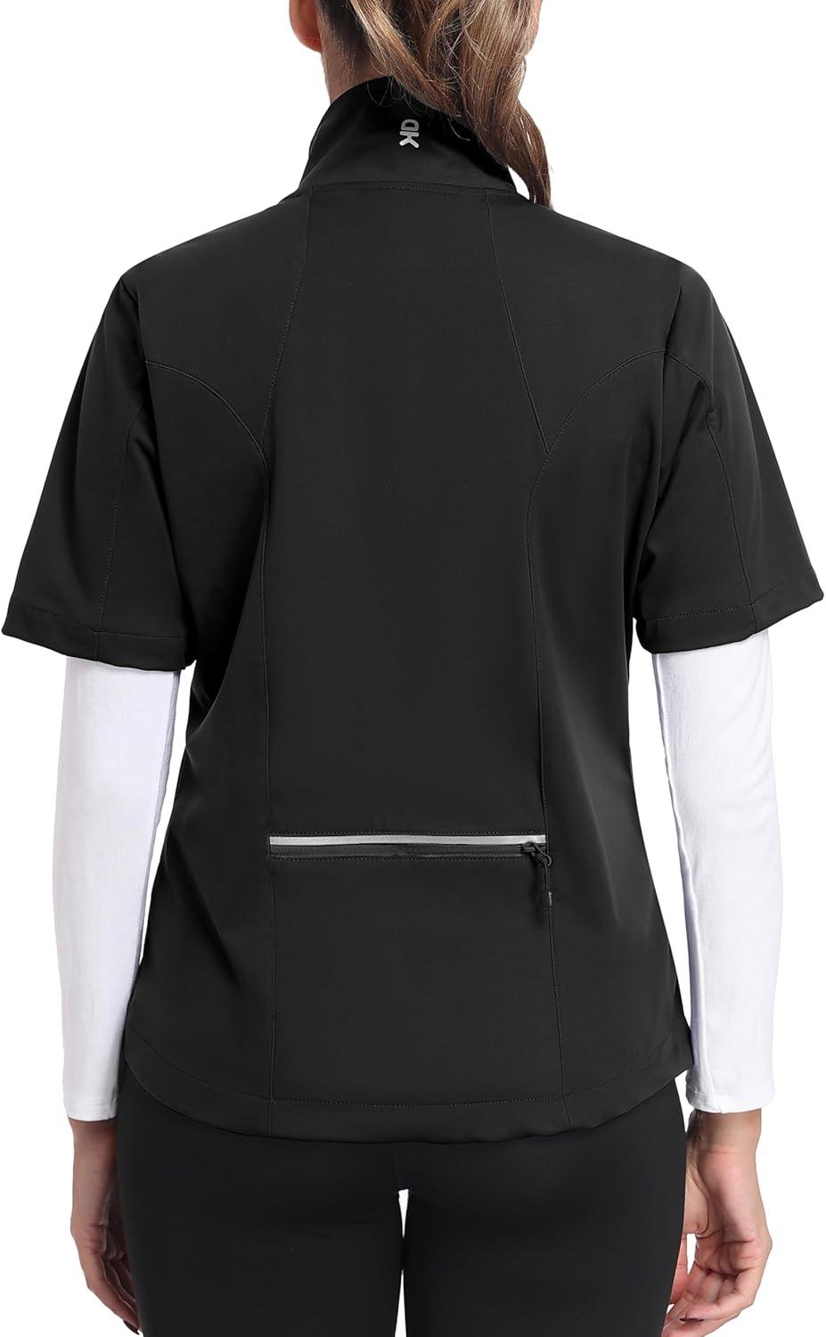 imageLittle Donkey Andy Womens Short Sleeve Jacket Windproof Lightweight Vest for Golf Hiking RunningBlack