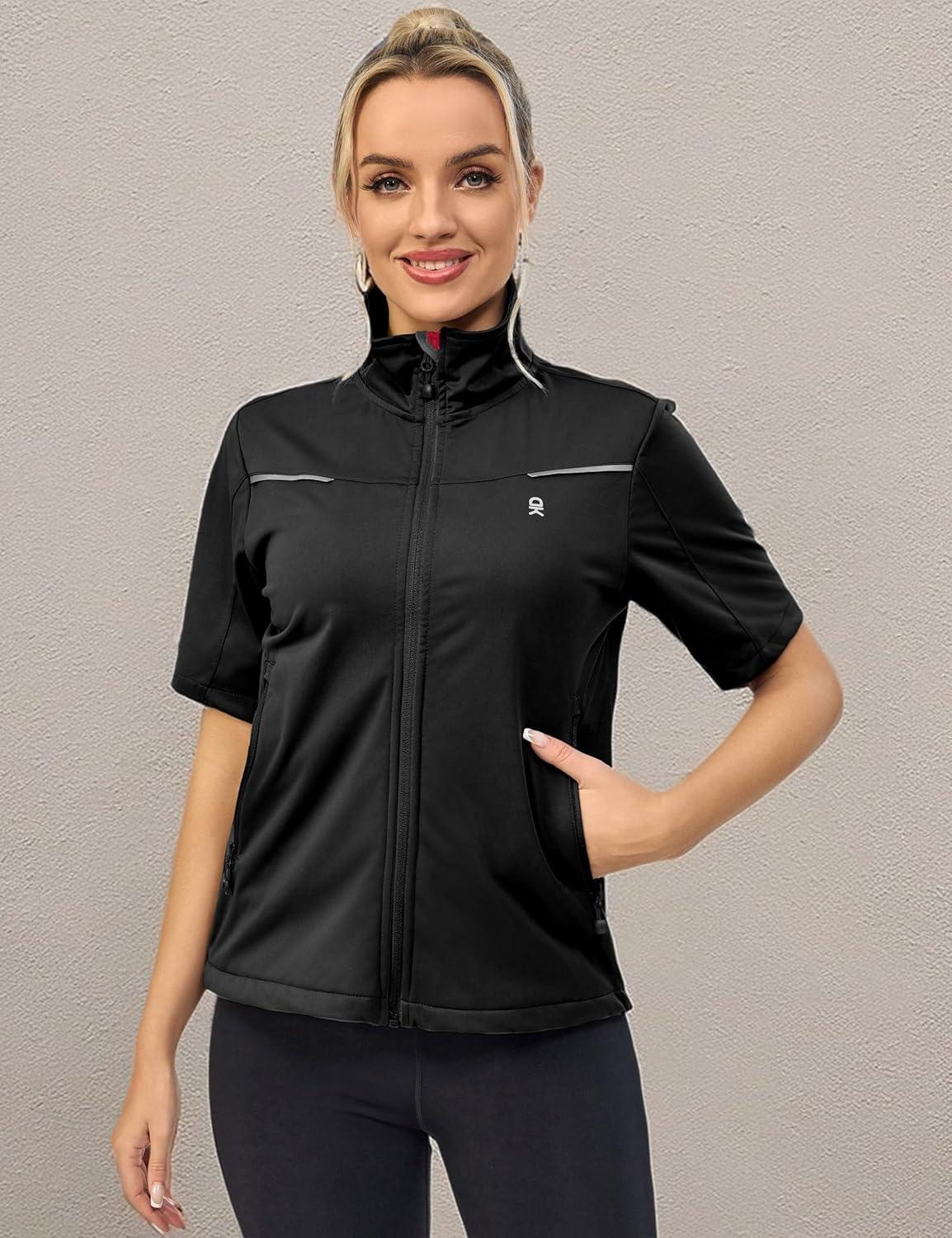 imageLittle Donkey Andy Womens Short Sleeve Jacket Windproof Lightweight Vest for Golf Hiking RunningBlack