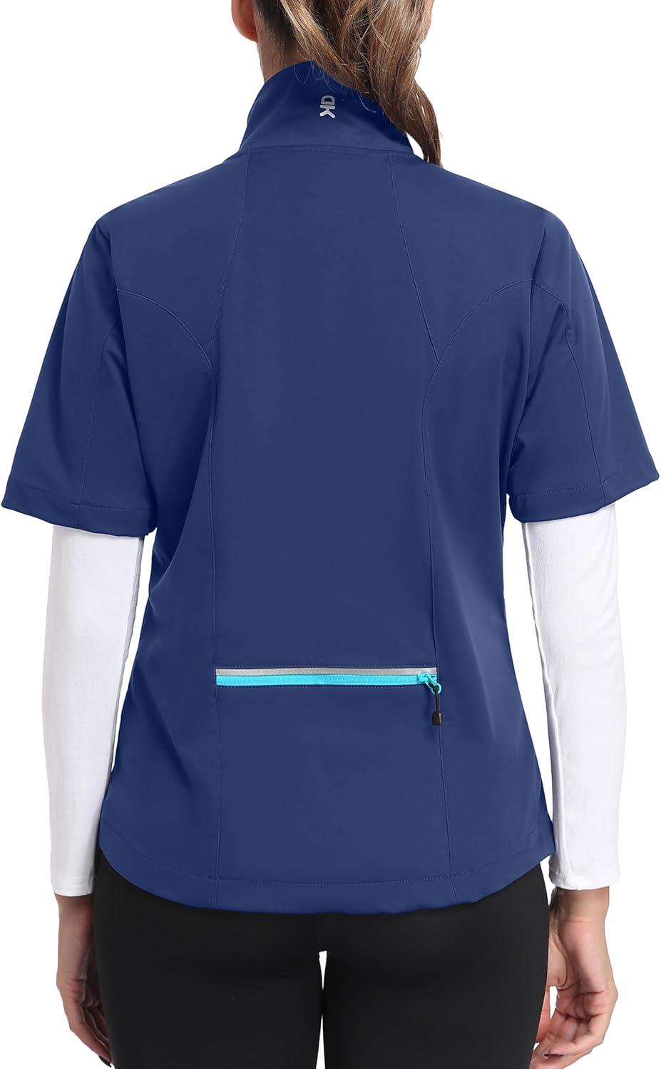 imageLittle Donkey Andy Womens Short Sleeve Jacket Windproof Lightweight Vest for Golf Hiking RunningBlue