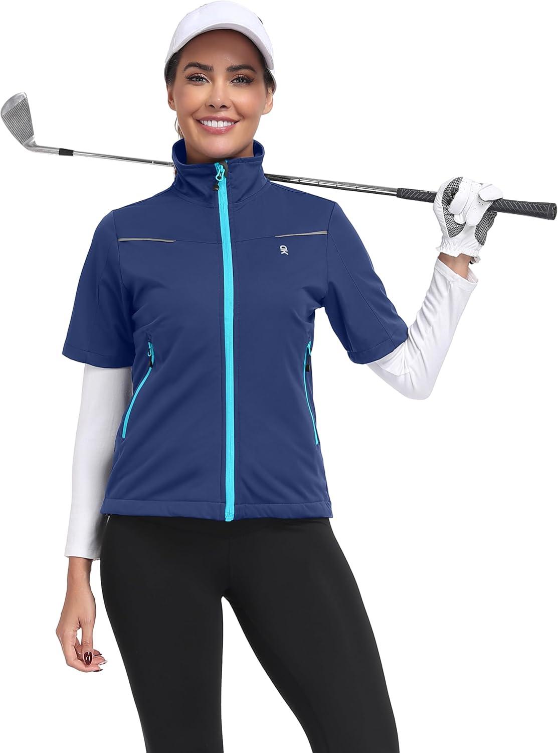 imageLittle Donkey Andy Womens Short Sleeve Jacket Windproof Lightweight Vest for Golf Hiking RunningBlue