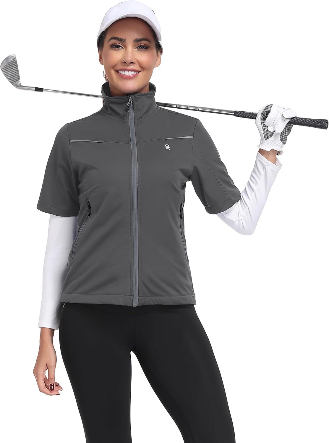 imageLittle Donkey Andy Womens Short Sleeve Jacket Windproof Lightweight Vest for Golf Hiking RunningGrey