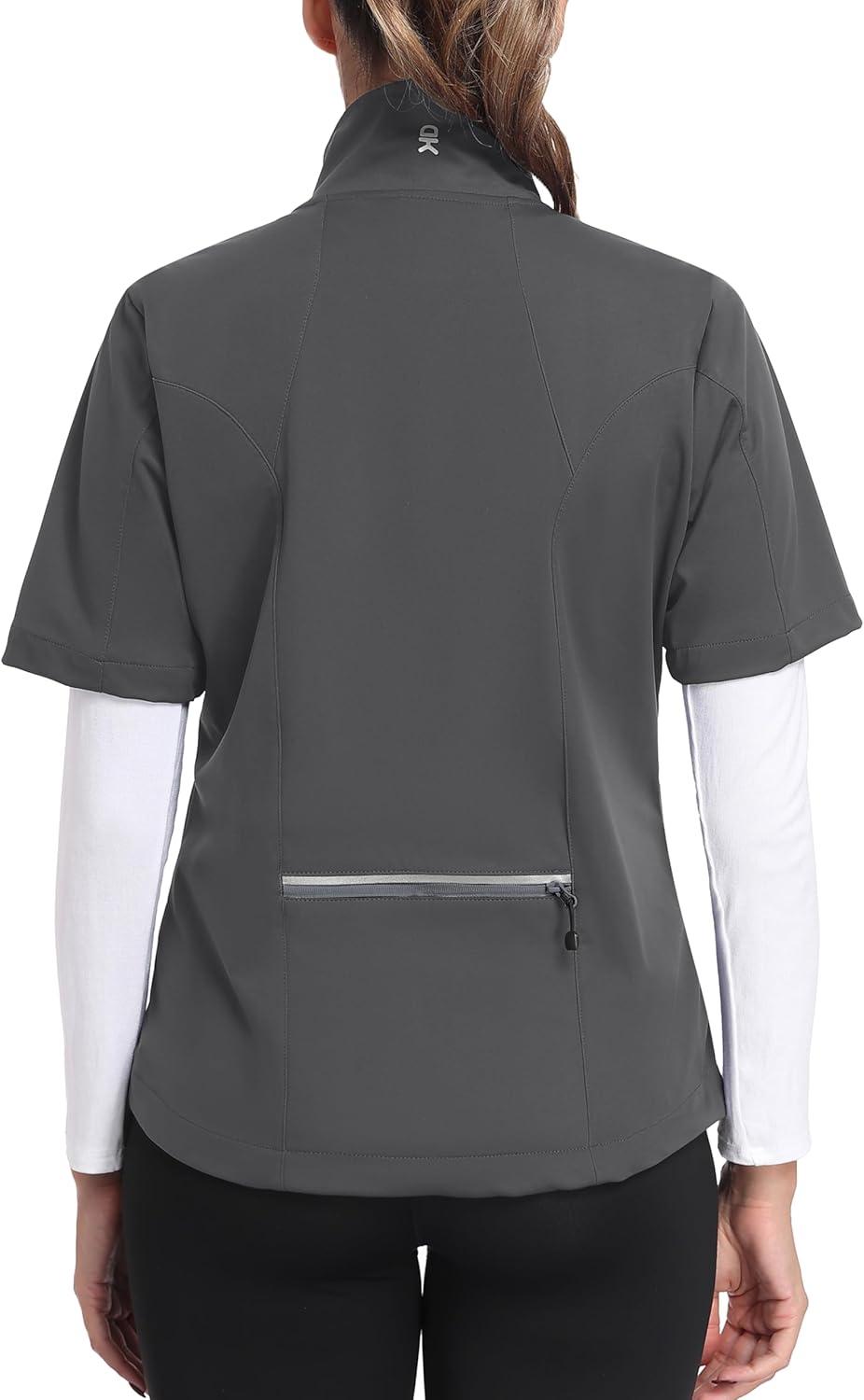 imageLittle Donkey Andy Womens Short Sleeve Jacket Windproof Lightweight Vest for Golf Hiking RunningGrey