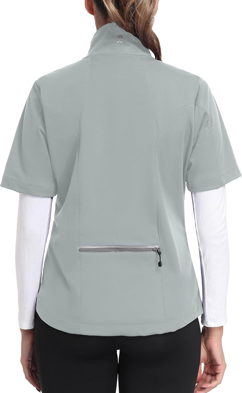 imageLittle Donkey Andy Womens Short Sleeve Jacket Windproof Lightweight Vest for Golf Hiking RunningLight Grey