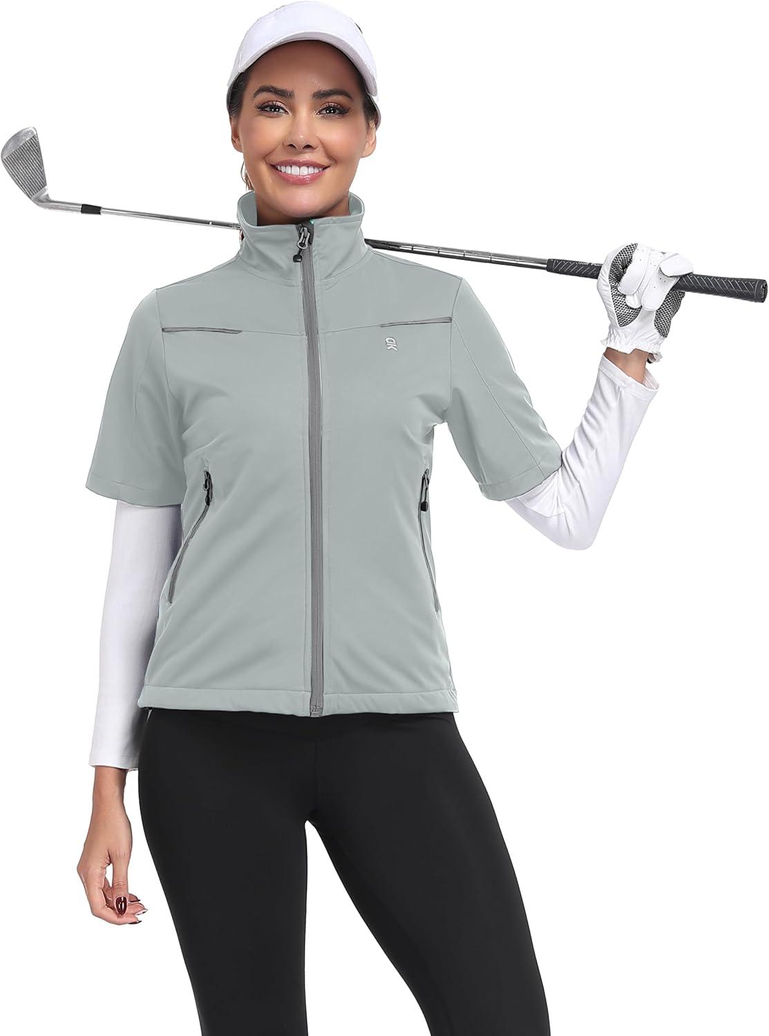 imageLittle Donkey Andy Womens Short Sleeve Jacket Windproof Lightweight Vest for Golf Hiking RunningLight Grey