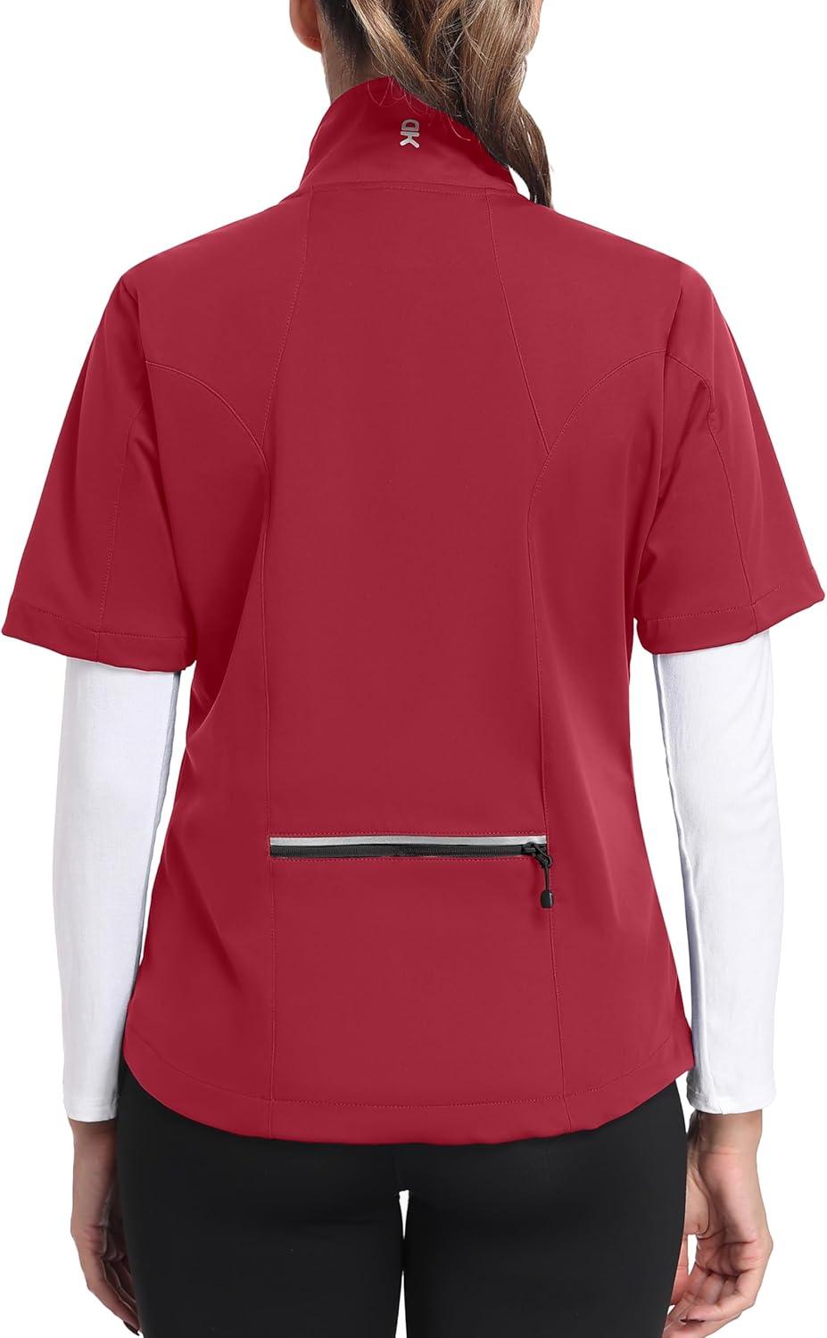 imageLittle Donkey Andy Womens Short Sleeve Jacket Windproof Lightweight Vest for Golf Hiking RunningRed