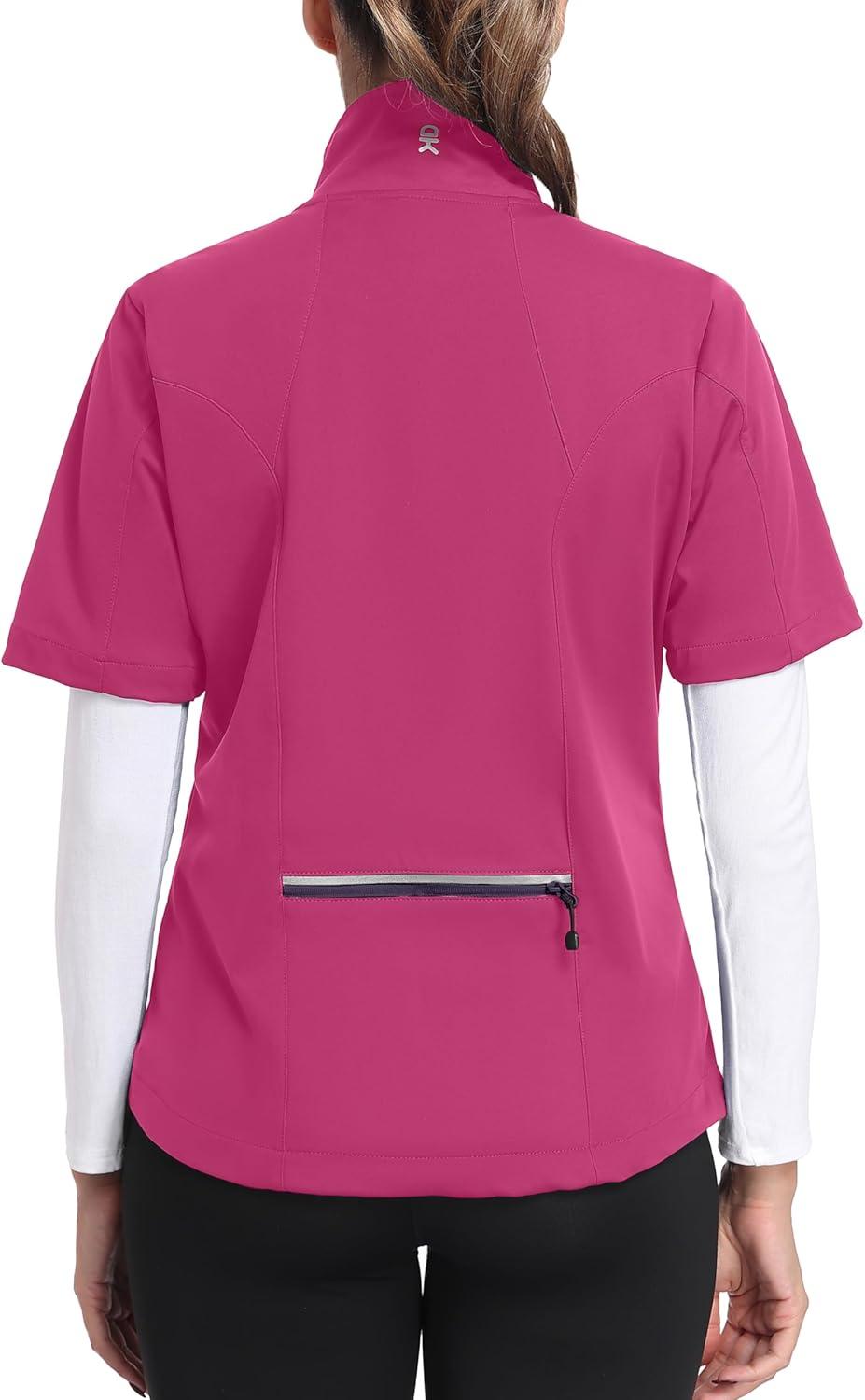 imageLittle Donkey Andy Womens Short Sleeve Jacket Windproof Lightweight Vest for Golf Hiking RunningRose