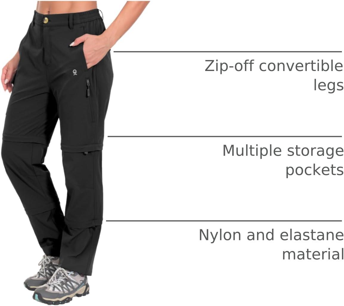 imageLittle Donkey Andy Womens Stretch Convertible Pants Zip Off Quick Dry Hiking PantsBlack