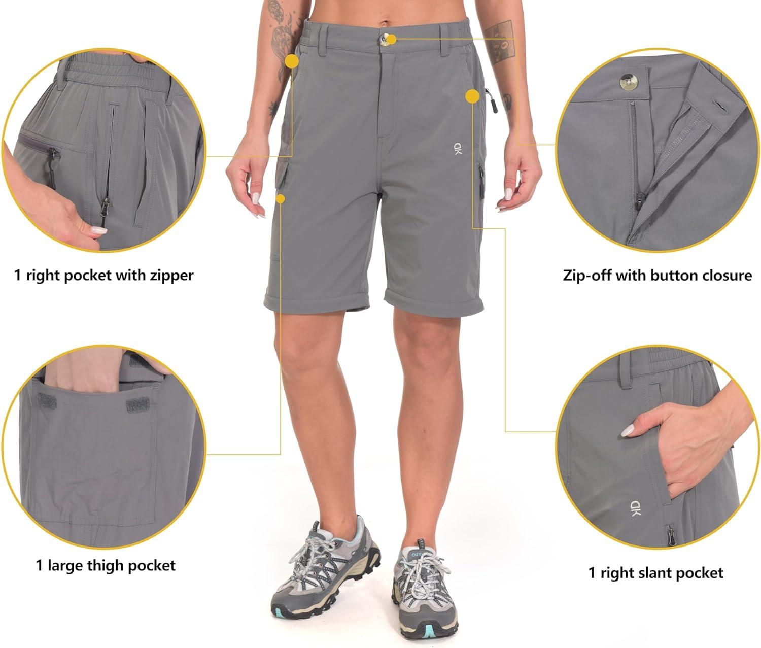 imageLittle Donkey Andy Womens Stretch Convertible Pants Zip Off Quick Dry Hiking PantsGray