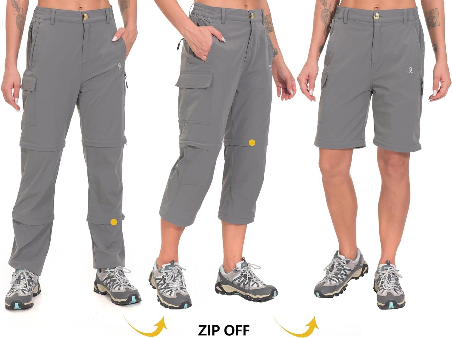 imageLittle Donkey Andy Womens Stretch Convertible Pants Zip Off Quick Dry Hiking PantsGray