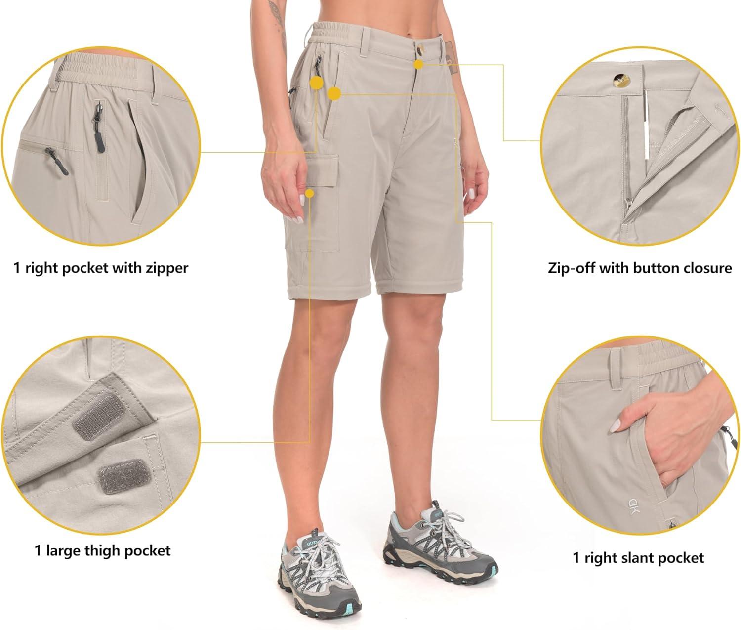 imageLittle Donkey Andy Womens Stretch Convertible Pants Zip Off Quick Dry Hiking PantsKhaki