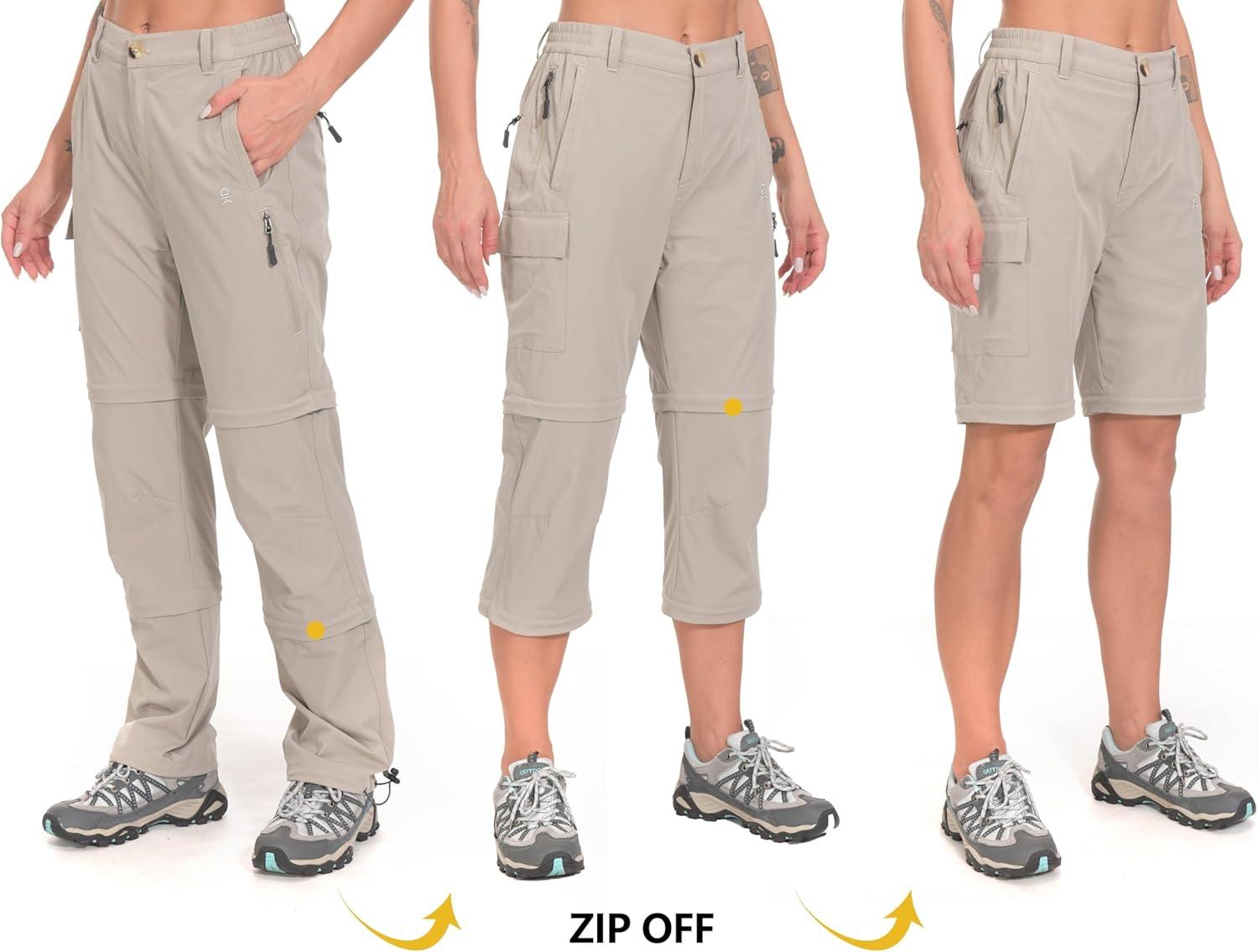 imageLittle Donkey Andy Womens Stretch Convertible Pants Zip Off Quick Dry Hiking PantsKhaki