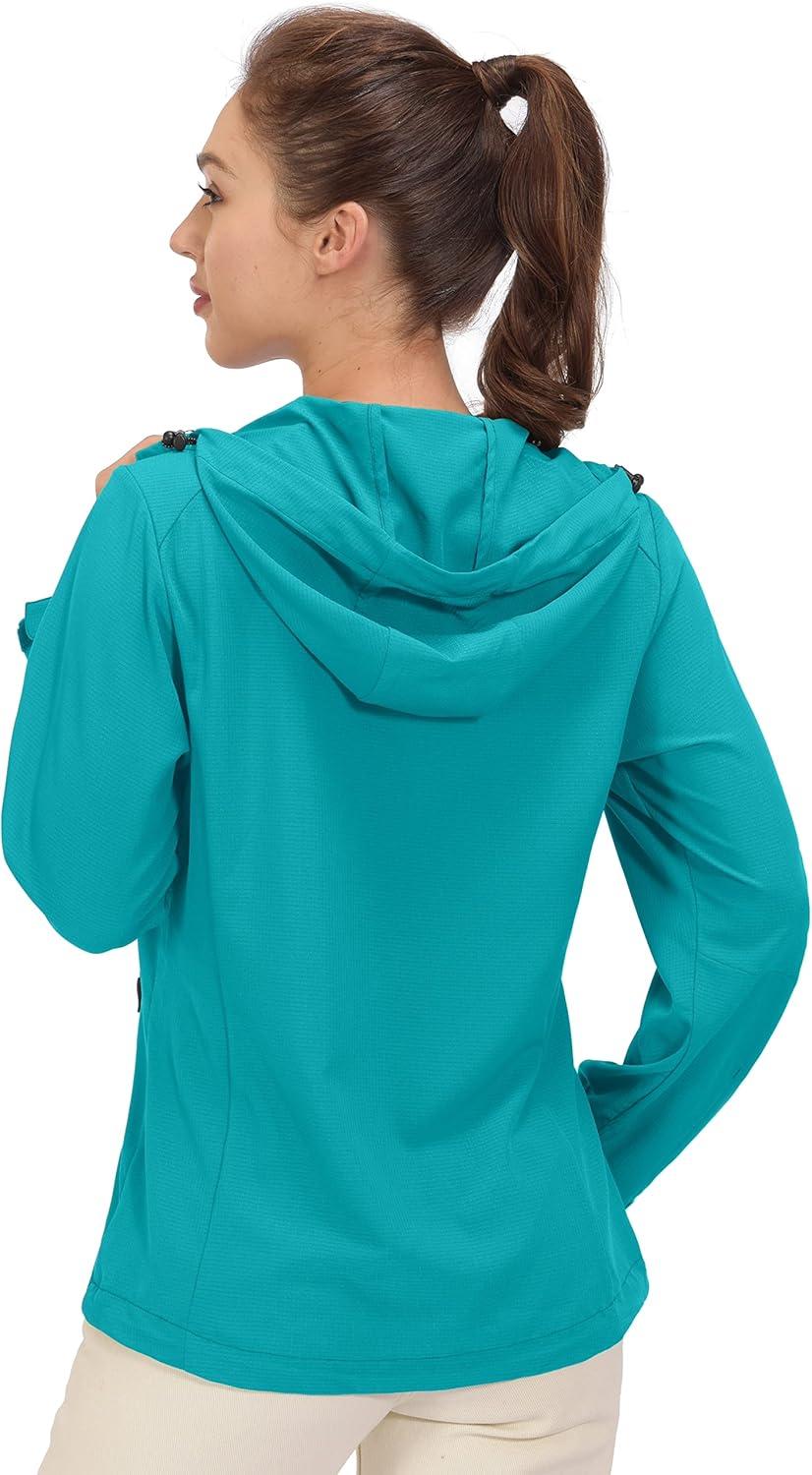 imageLittle Donkey Andy Womens Sun Protection Hoodie Jackets Long Sleeve UPF50 Shirts Hiking Travel Camp Air Holes Full ZipBlue
