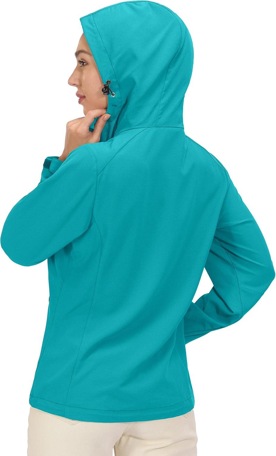 imageLittle Donkey Andy Womens Sun Protection Hoodie Jackets Long Sleeve UPF50 Shirts Hiking Travel Camp Air Holes Full ZipBlue