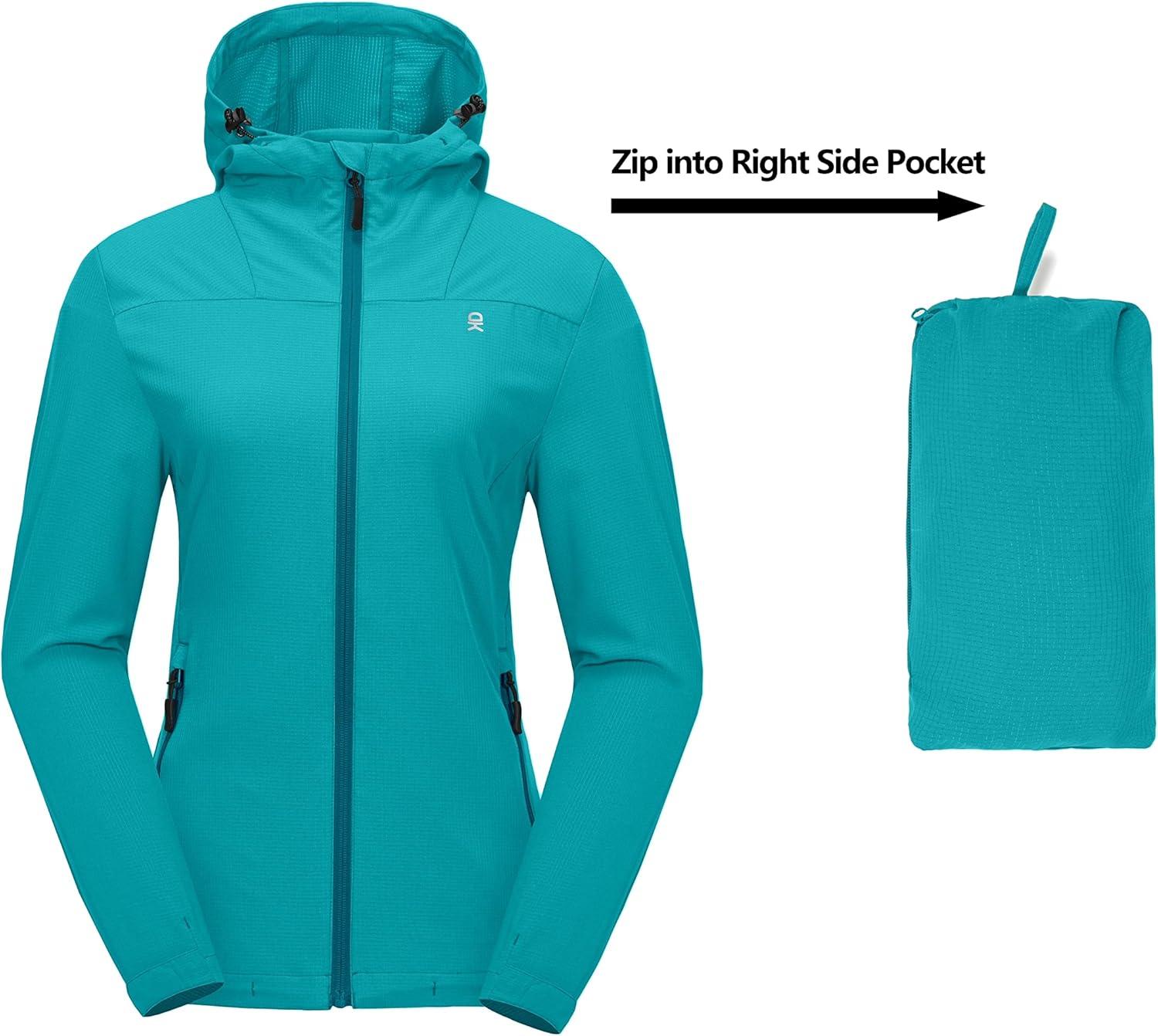 imageLittle Donkey Andy Womens Sun Protection Hoodie Jackets Long Sleeve UPF50 Shirts Hiking Travel Camp Air Holes Full ZipBlue