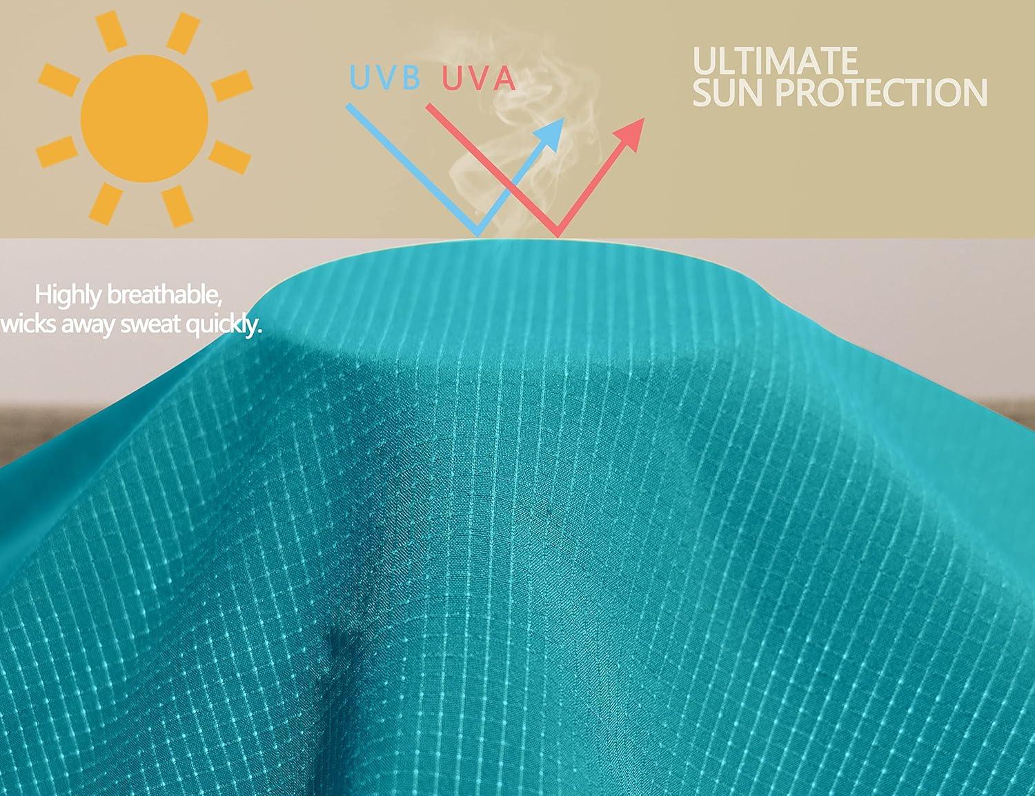 imageLittle Donkey Andy Womens Sun Protection Hoodie Jackets Long Sleeve UPF50 Shirts Hiking Travel Camp Air Holes Full ZipBlue
