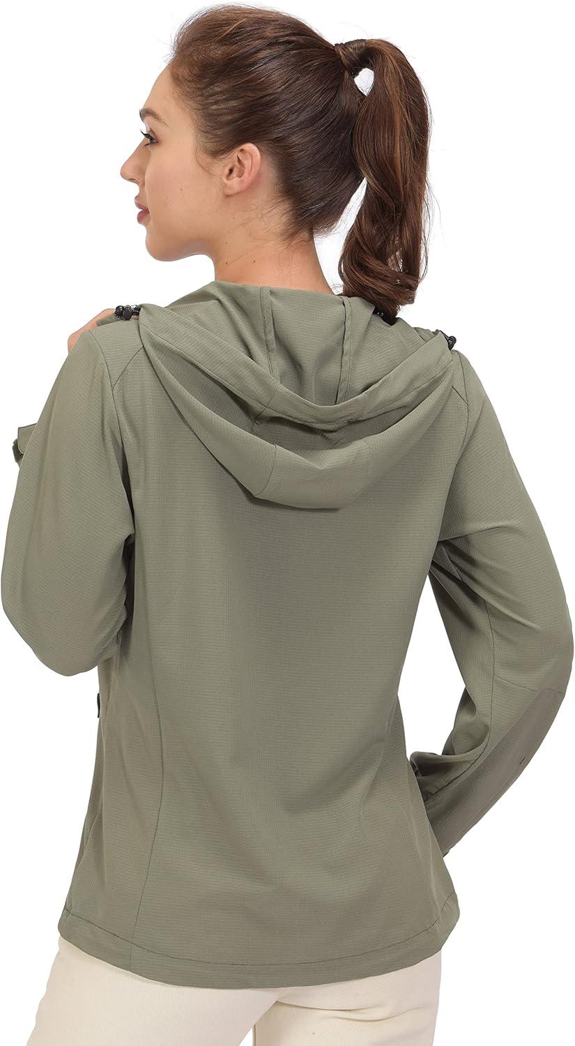 imageLittle Donkey Andy Womens Sun Protection Hoodie Jackets Long Sleeve UPF50 Shirts Hiking Travel Camp Air Holes Full ZipSage