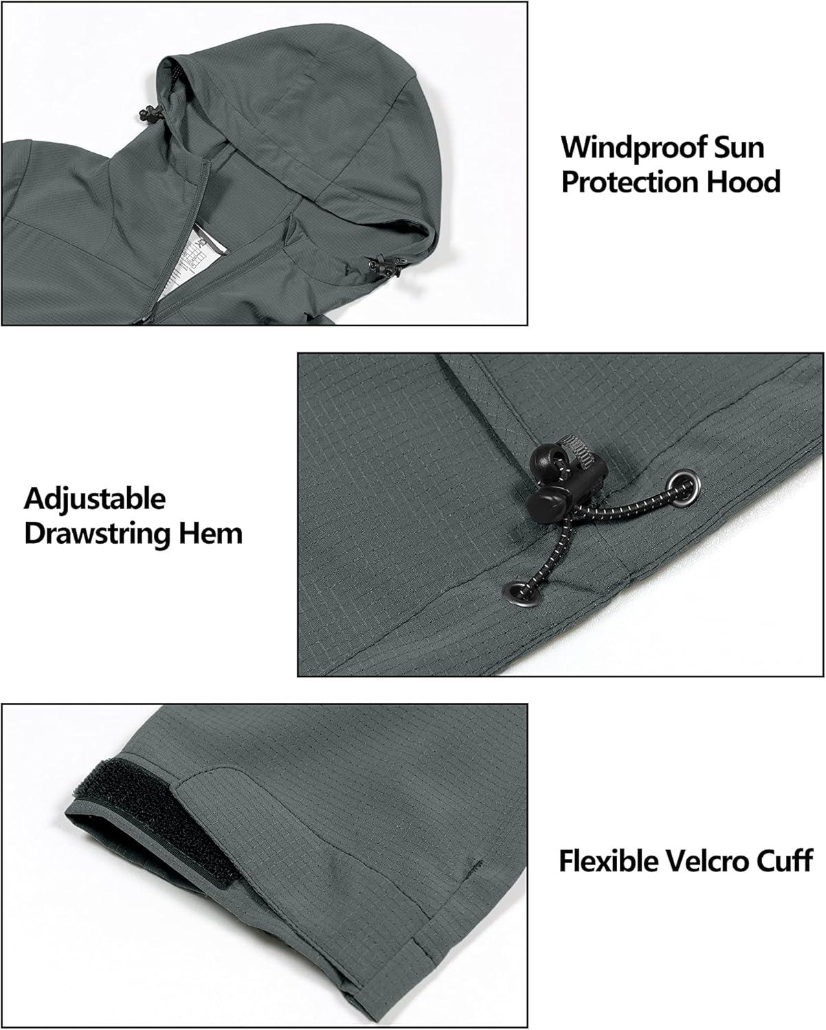 imageLittle Donkey Andy Womens Sun Protection Hoodie Jackets Long Sleeve UPF50 Shirts Hiking Travel Camp Air Holes Full ZipSteel Grey