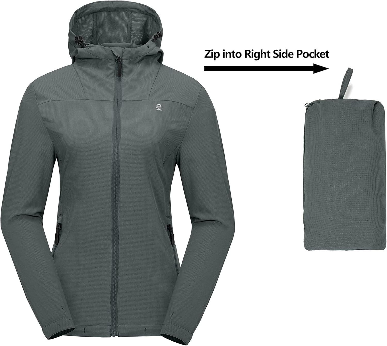 imageLittle Donkey Andy Womens Sun Protection Hoodie Jackets Long Sleeve UPF50 Shirts Hiking Travel Camp Air Holes Full ZipSteel Grey