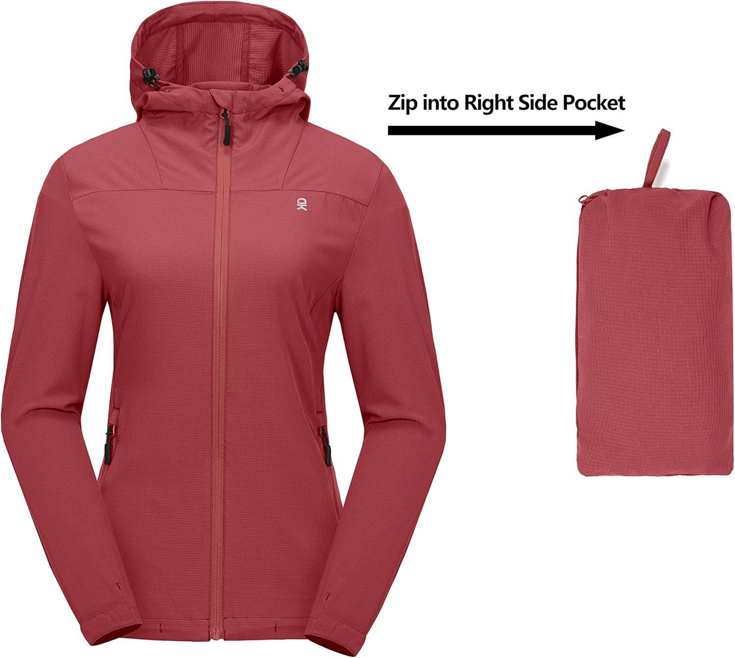 imageLittle Donkey Andy Womens Sun Protection Hoodie Jackets Long Sleeve UPF50 Shirts Hiking Travel Camp Air Holes Full ZipWatermelon Red
