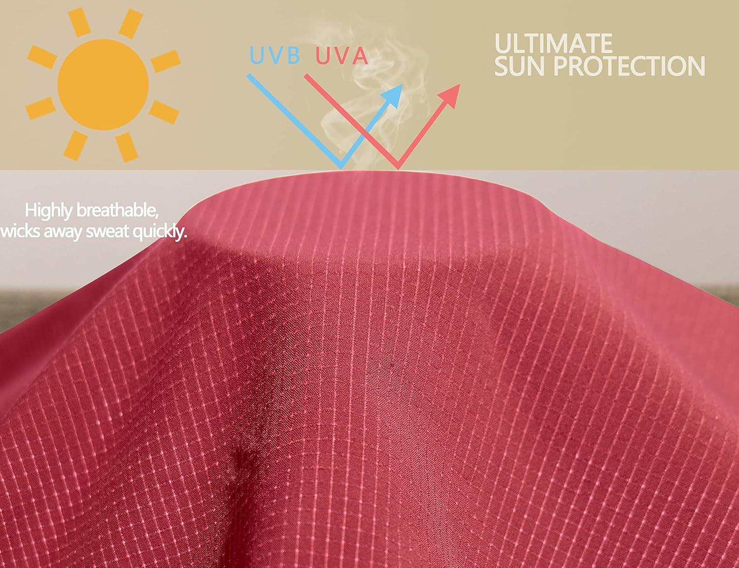 imageLittle Donkey Andy Womens Sun Protection Hoodie Jackets Long Sleeve UPF50 Shirts Hiking Travel Camp Air Holes Full ZipWatermelon Red
