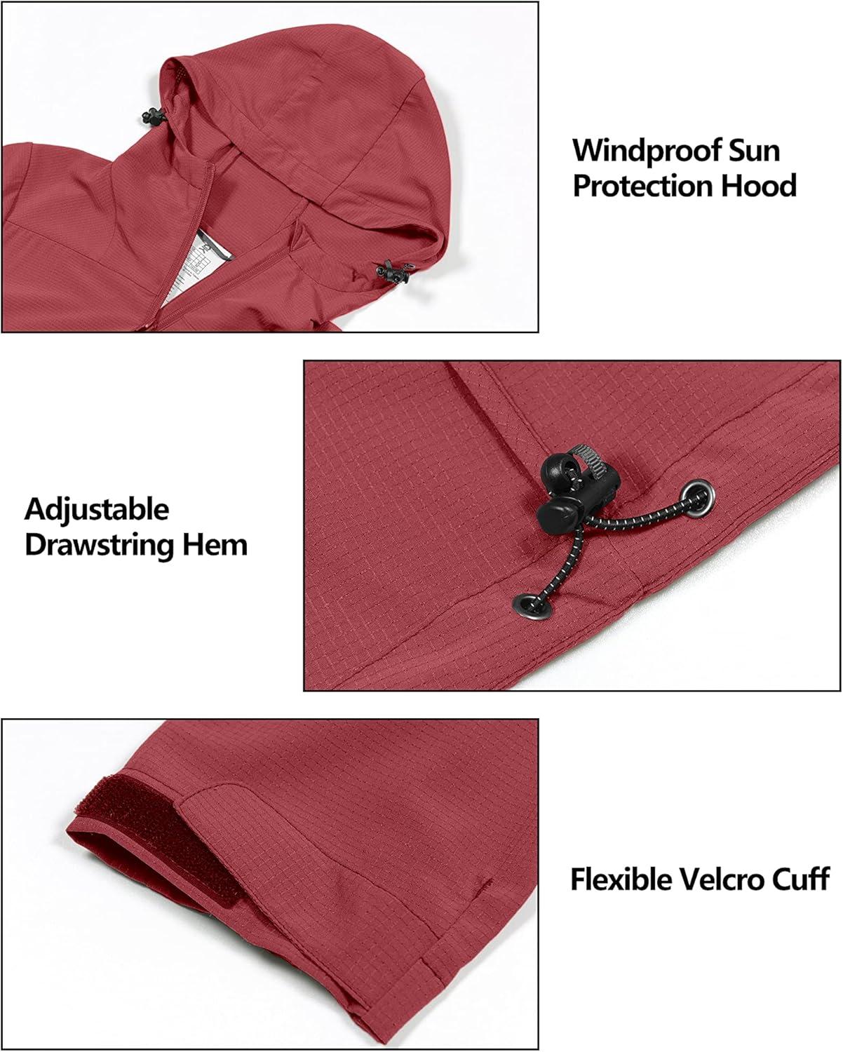 imageLittle Donkey Andy Womens Sun Protection Hoodie Jackets Long Sleeve UPF50 Shirts Hiking Travel Camp Air Holes Full ZipWatermelon Red