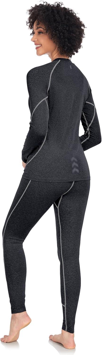 imageLittle Donkey Andy Womens Thermal Underwear Sets Lightweight Warm Base Layers Quick Dry Wicking Top and Bottom for Winter1 Black