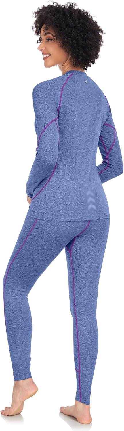 imageLittle Donkey Andy Womens Thermal Underwear Sets Lightweight Warm Base Layers Quick Dry Wicking Top and Bottom for Winter6 Deep Blue