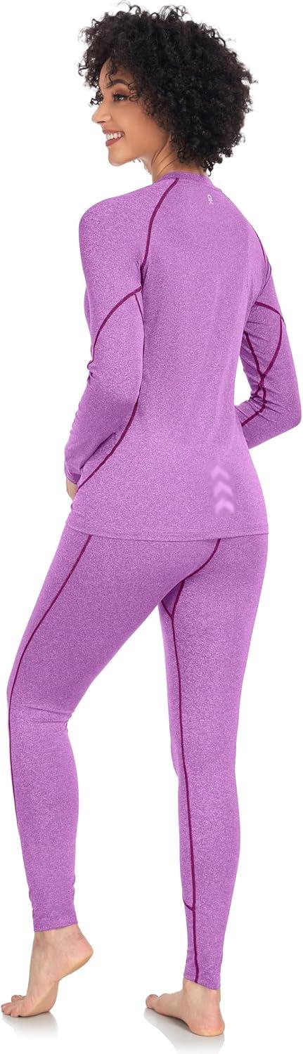 imageLittle Donkey Andy Womens Thermal Underwear Sets Lightweight Warm Base Layers Quick Dry Wicking Top and Bottom for Winter7 Purple
