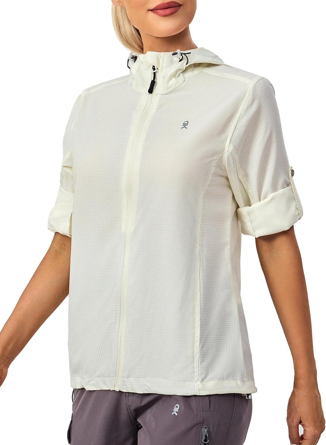 imageLittle Donkey Andy Womens UPF 50 Hoodie Jackets Long Sleeve Breathable Lightweight Hiking Shirt AirHoles Tech