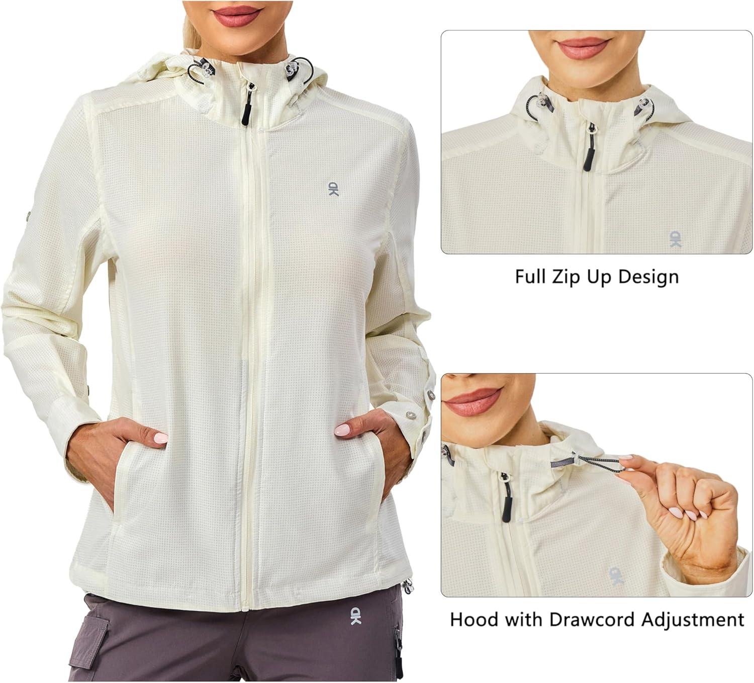 imageLittle Donkey Andy Womens UPF 50 Hoodie Jackets Long Sleeve Breathable Lightweight Hiking Shirt AirHoles Tech