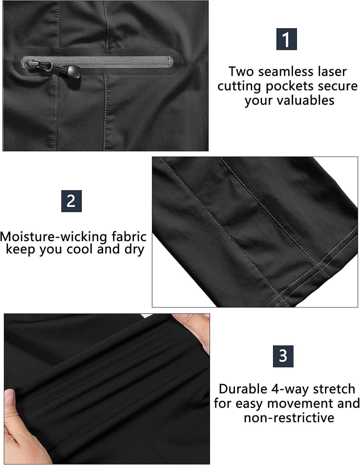 imageLittle Donkey Andy Womens UltraStretch Quick Dry Lightweight Ankle Pants Drawstring Active Travel HikingA1 Black