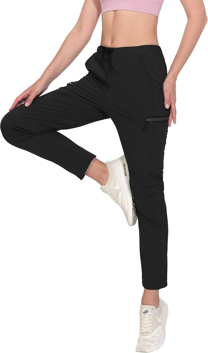 imageLittle Donkey Andy Womens UltraStretch Quick Dry Lightweight Ankle Pants Drawstring Active Travel HikingA1 Black
