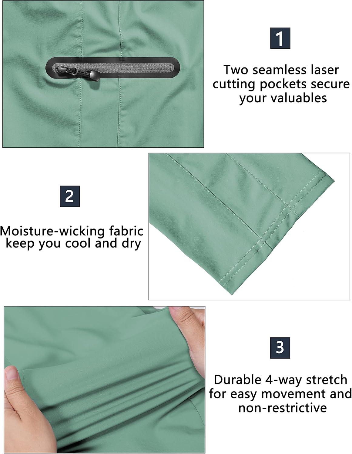 imageLittle Donkey Andy Womens UltraStretch Quick Dry Lightweight Ankle Pants Drawstring Active Travel HikingA11 Light Green