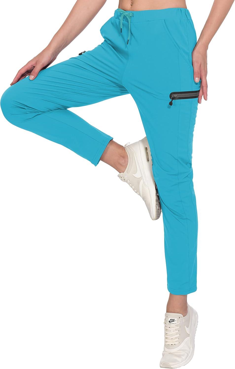 imageLittle Donkey Andy Womens UltraStretch Quick Dry Lightweight Ankle Pants Drawstring Active Travel HikingA13 Blue Atoll