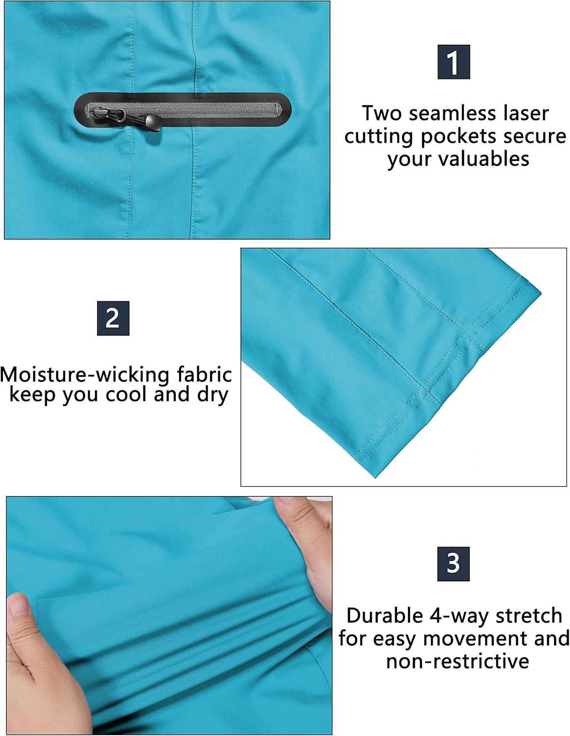 imageLittle Donkey Andy Womens UltraStretch Quick Dry Lightweight Ankle Pants Drawstring Active Travel HikingA13 Blue Atoll